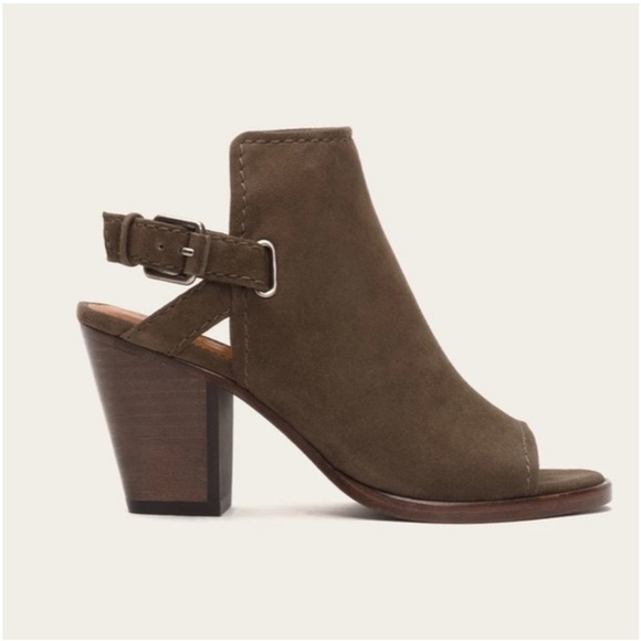 Frye Shoes - FRYE Dani Shield Sling Peep-Toe Ankle Boot Dark Taupe Booties Leather Size 6 NEW